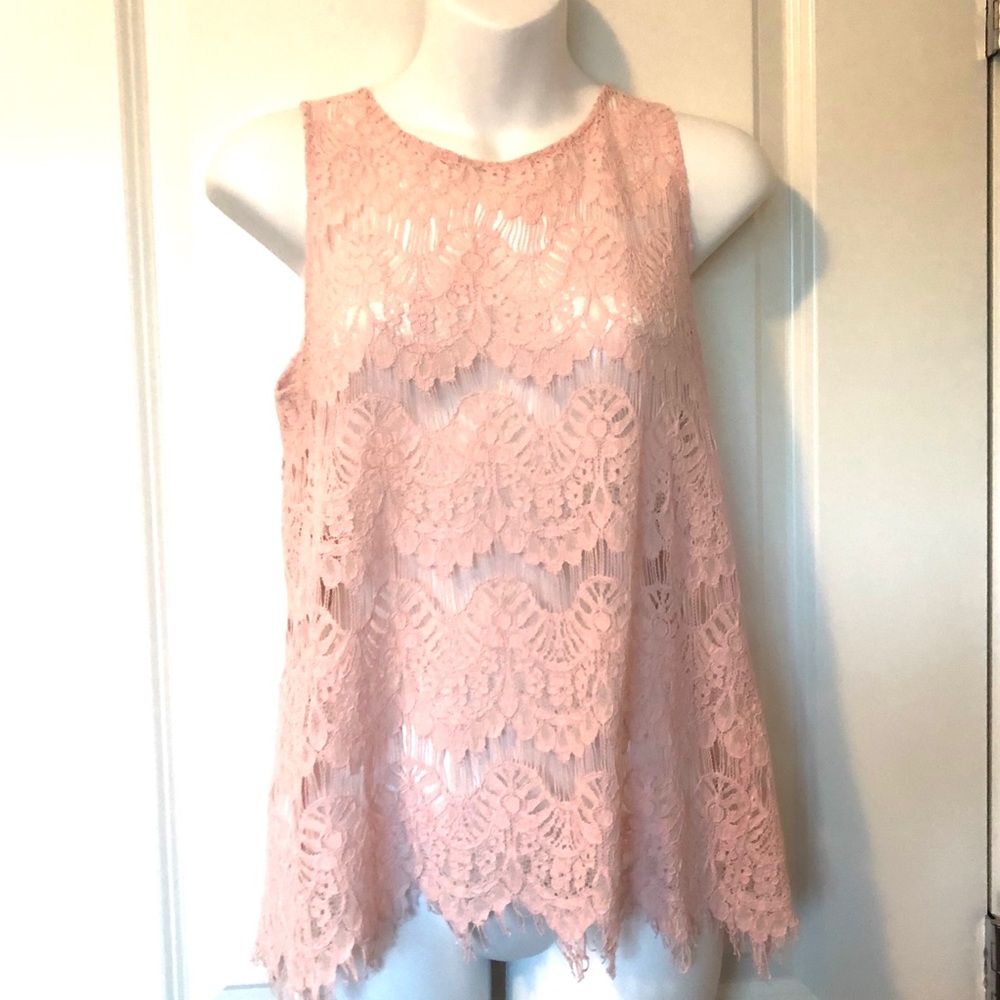 LAVA Light Pink Lace Top with zip back